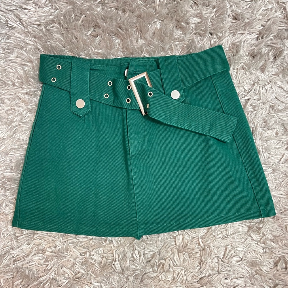 Green Denim Mini Skort Size M
